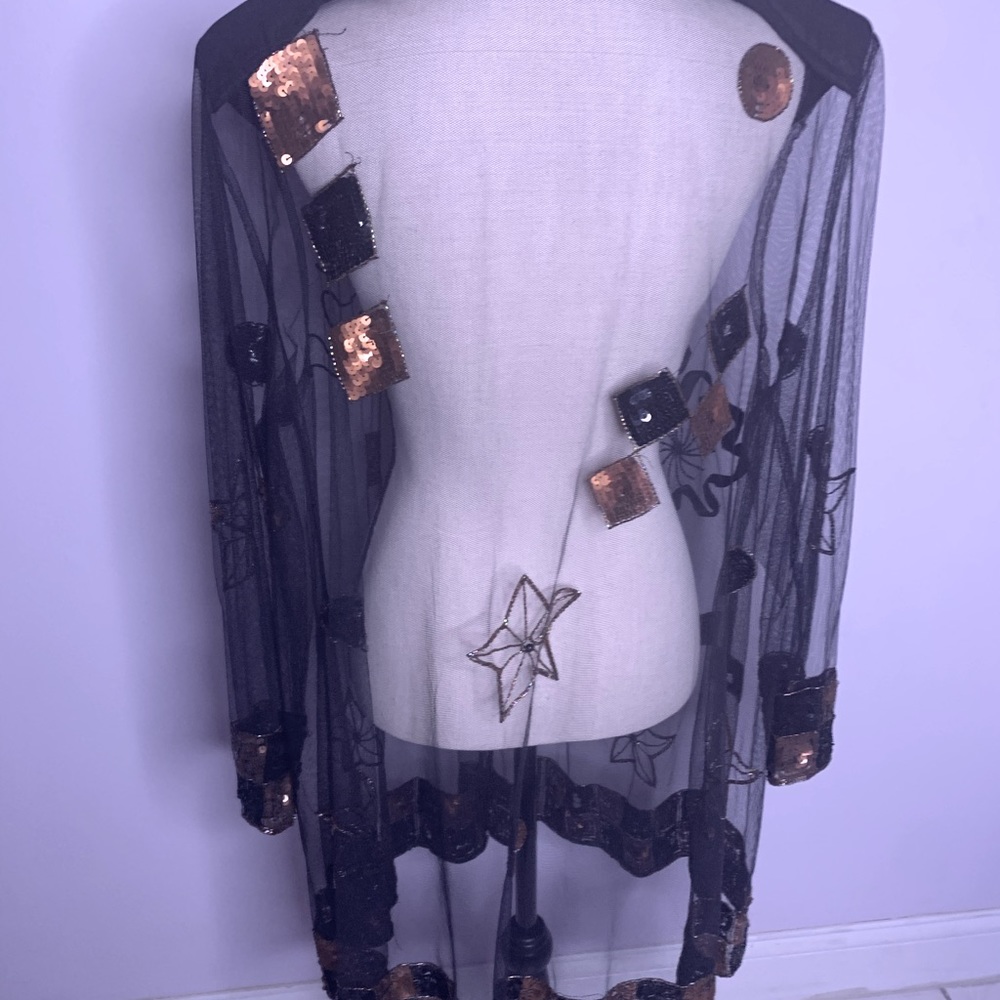 Elegant Copper Black Cardigan